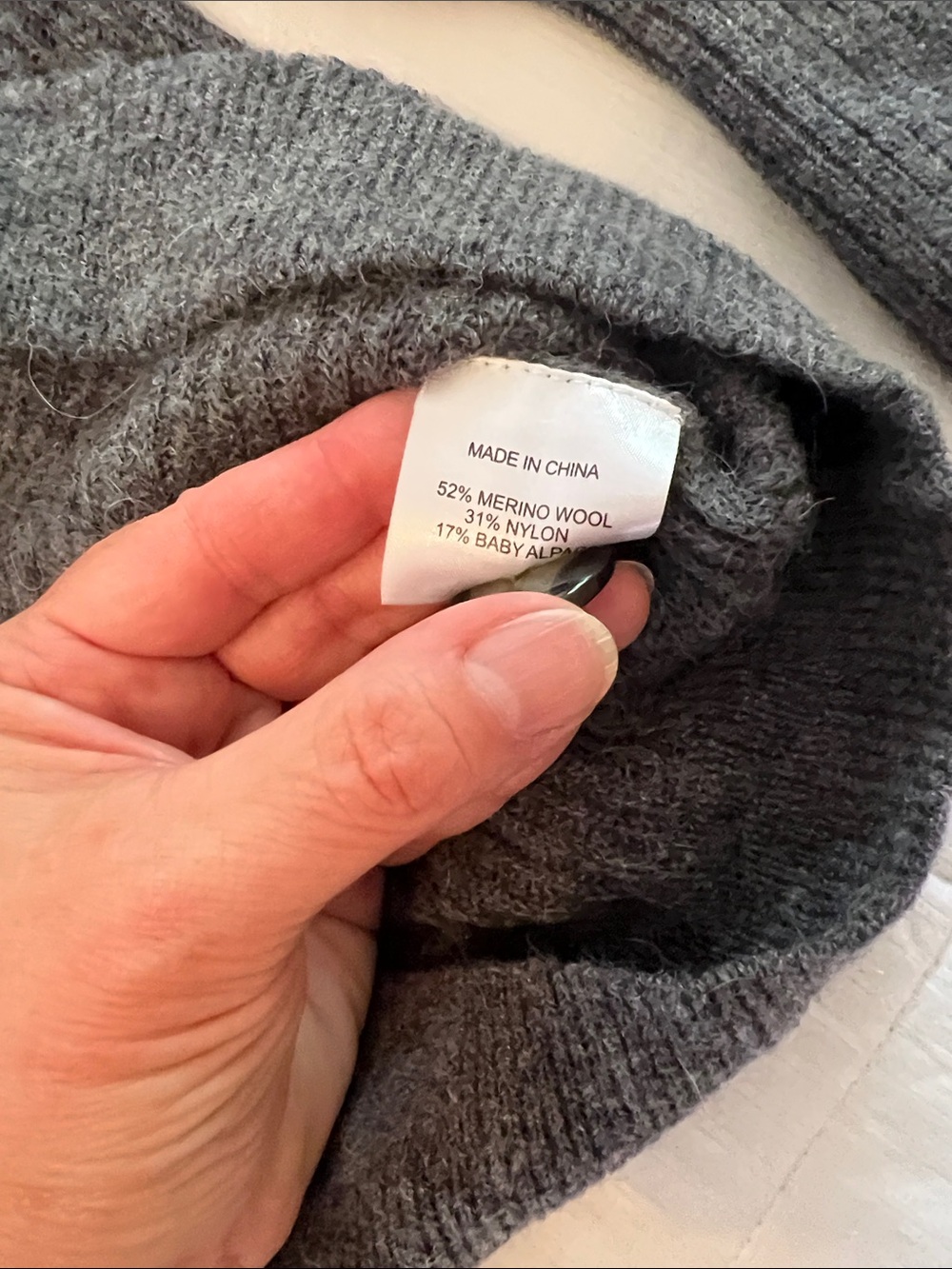 Quince Charcoal Ribbed alpaca bell sleeved Cardigan - Picture 5 of 5